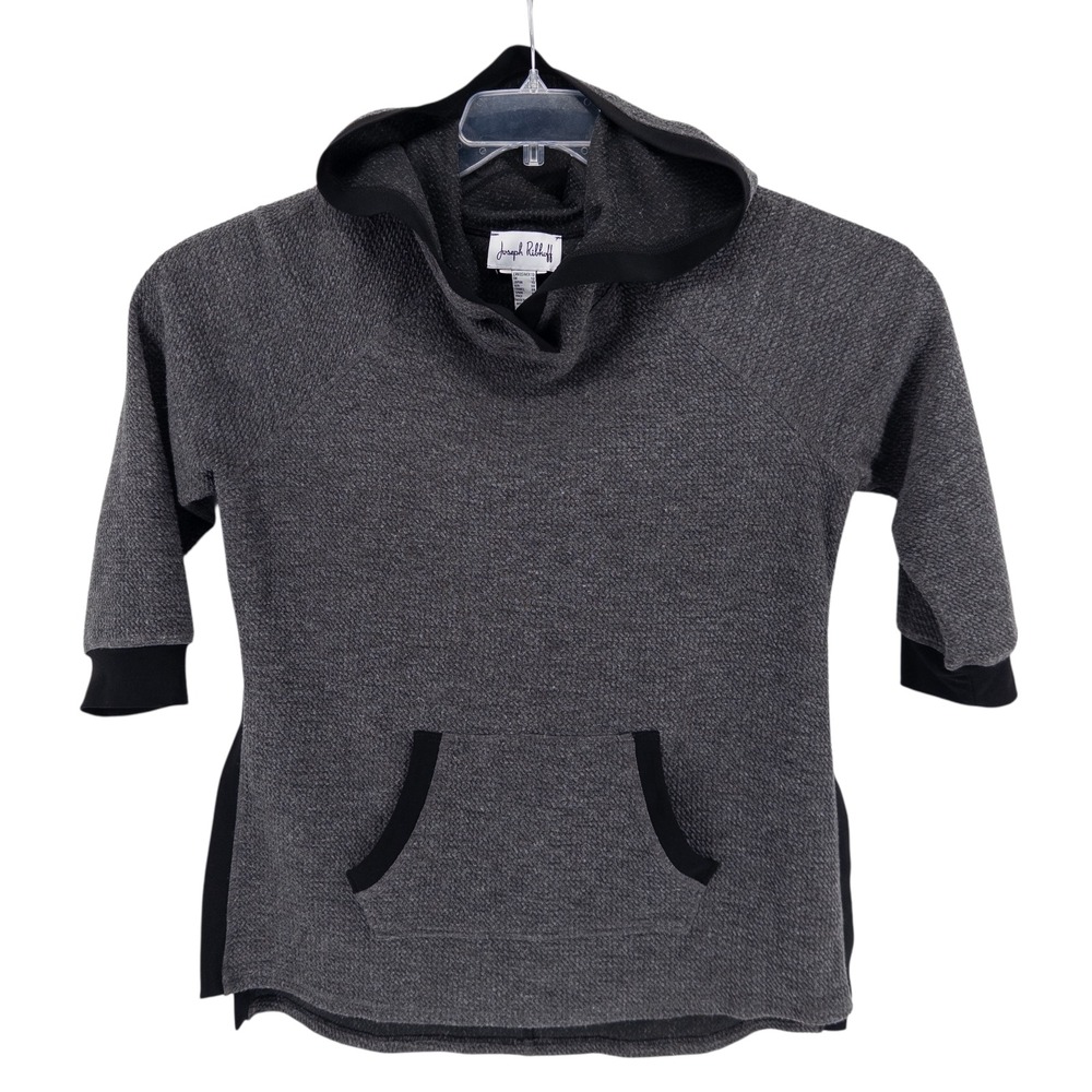 Joseph Ribkoff Gray Relaxed‎ Hoodie Tunic Top Textured Lagenlook Pocket Size 10
